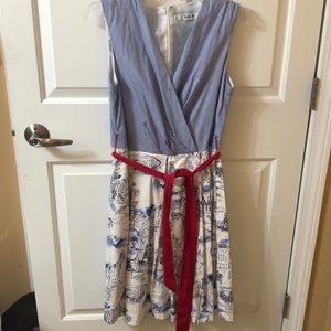 White & Blue Dress with Paris Designs